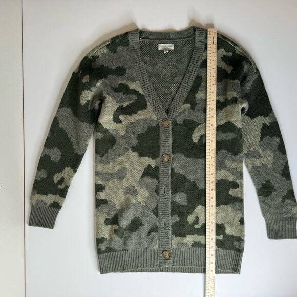 Lucky Brand Womens Green Camo Button Front Cardigan Sz‎ M | Casual Comfy Cozy - Picture 12 of 13